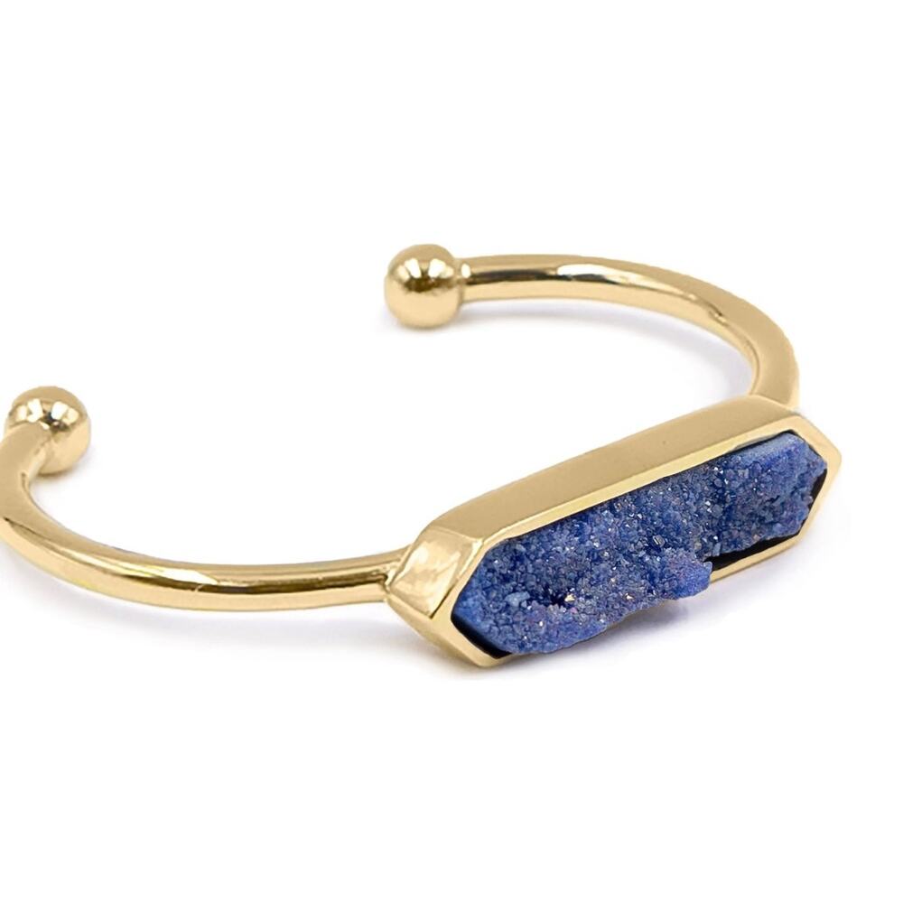 BNWT Denim Quartz Semi-Precious‎ 18K Yellow Gold Ion Plated Bangle RETAIL $60